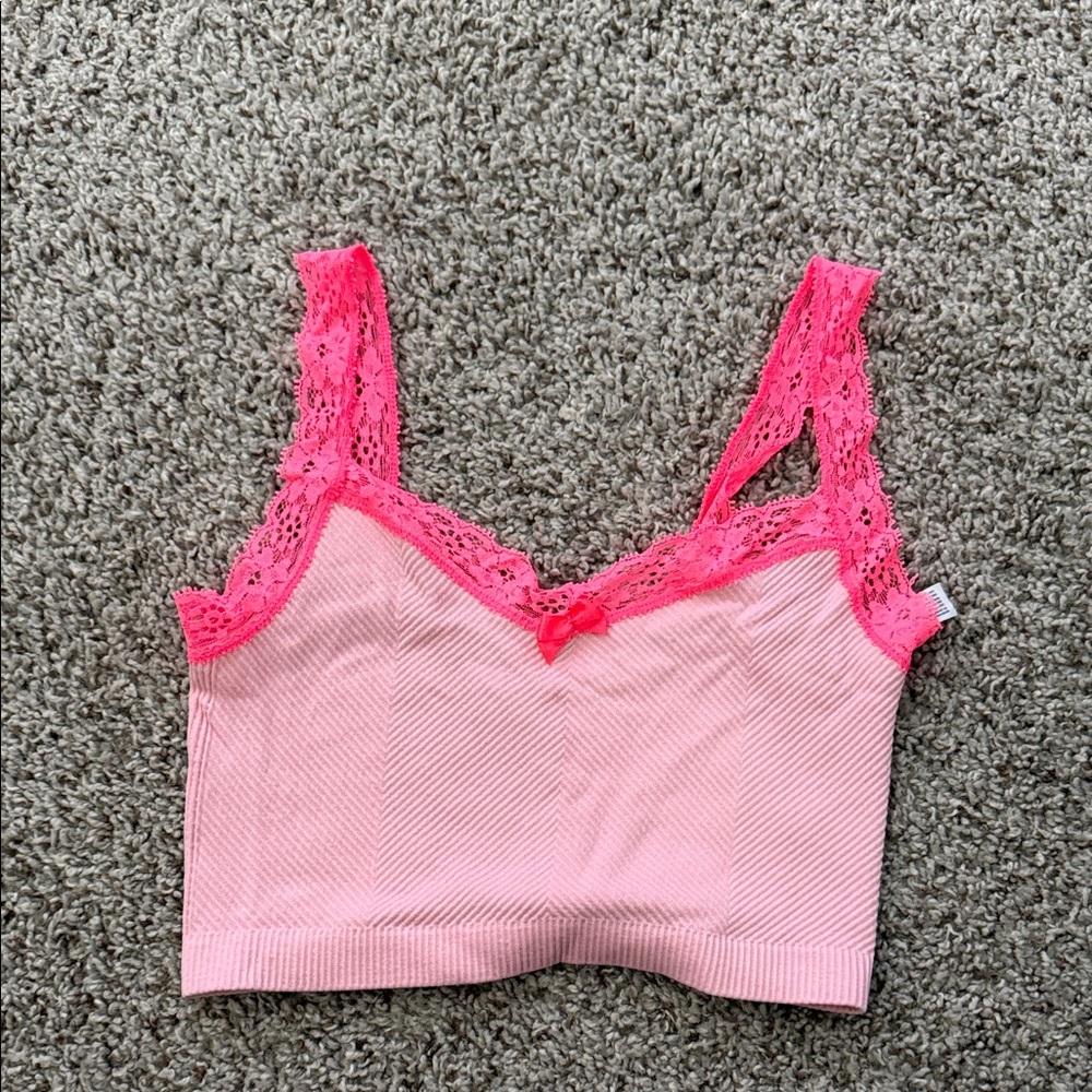 Pink Lace Trim Bralette